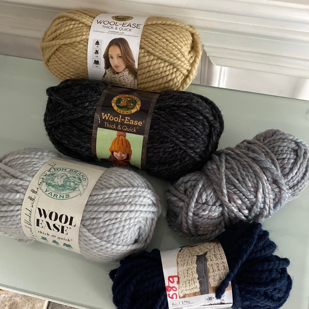 3 New Full Skeins Lion Brand WOOL-EASE QUICK AND THICK Yarn and Partial Skeins